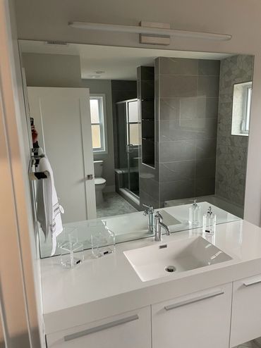 Custom bathroom mirror installation, NJ