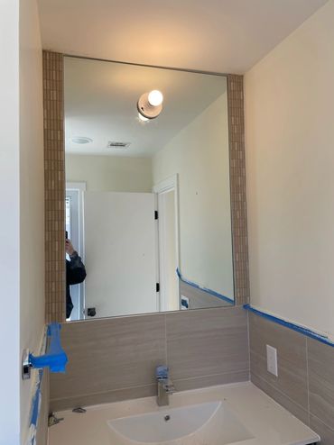 Custom bathroom mirror installation, NJ