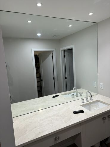 Large bathroom mirror installation, NJ