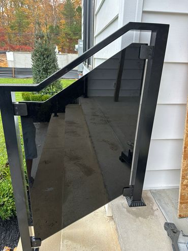 Custom glass railing install, NJ