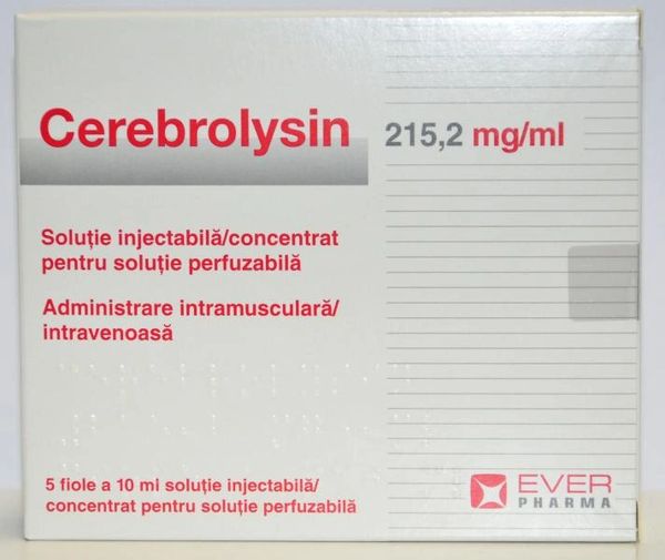 Box of Cerebrolysin injectable solution by Ever Pharma.
