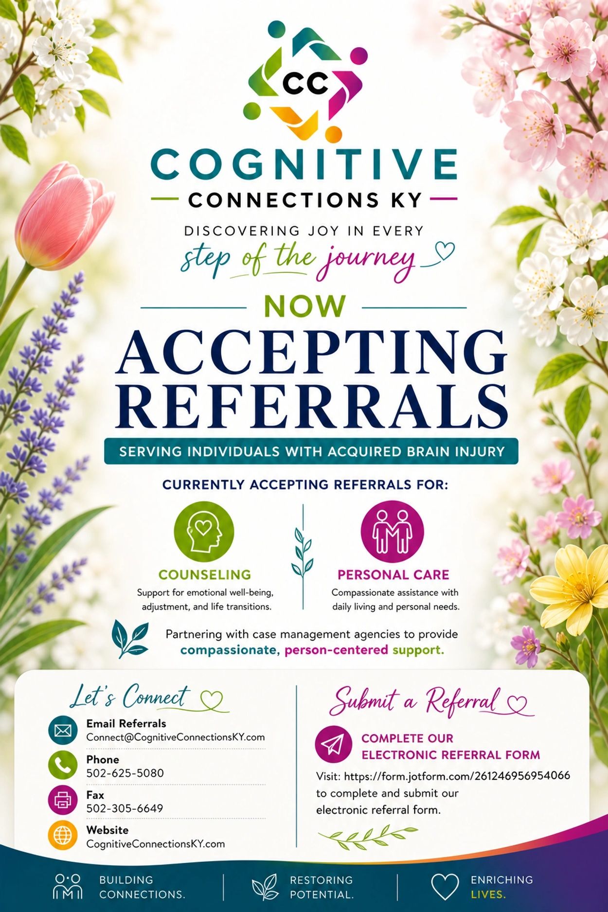 Cognitive Connections KY now accepting referrals for brain injury support services.