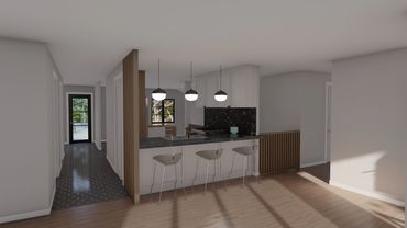 kitchen renovation with seating area