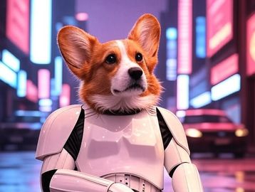 A dog with wearing a topper cleaner