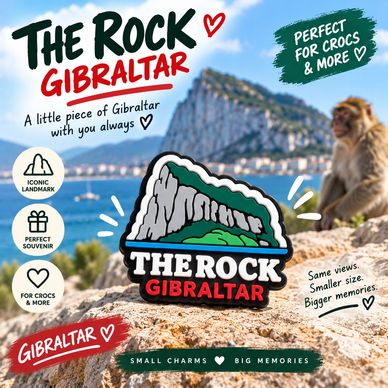 Souvenir charm of The Rock Gibraltar with scenic views and a monkey.