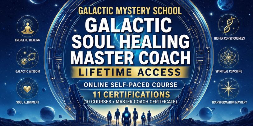 Galactic Soul Healing Master Coach course with lifetime access and 11 certifications.
