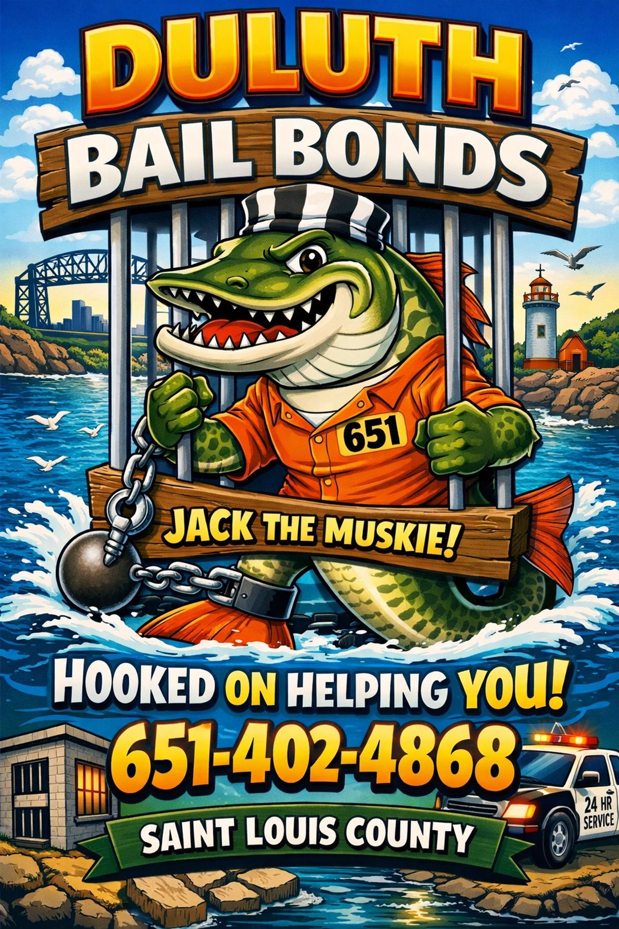 saint louis county
duluth
bail bonds
jack the muskie
651-402-4868