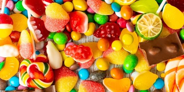 Colorful assortment of various candies and sweets.