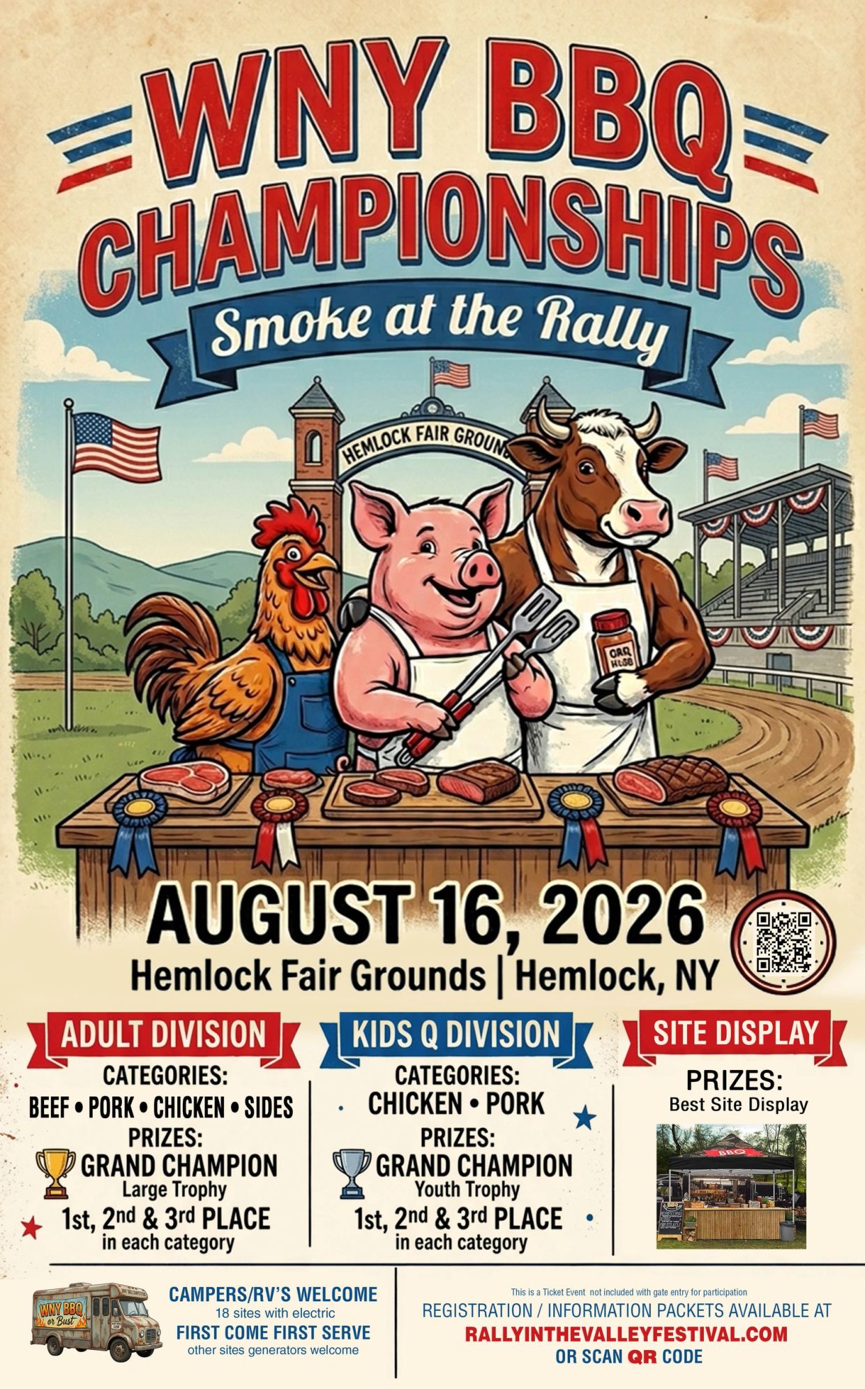 WNY BBQ Championships at Hemlock Fair Grounds, August 16, 2026.