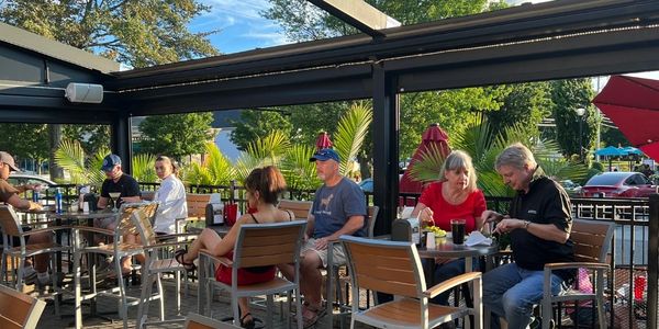 Our unique outdoor bar area is open year round. 