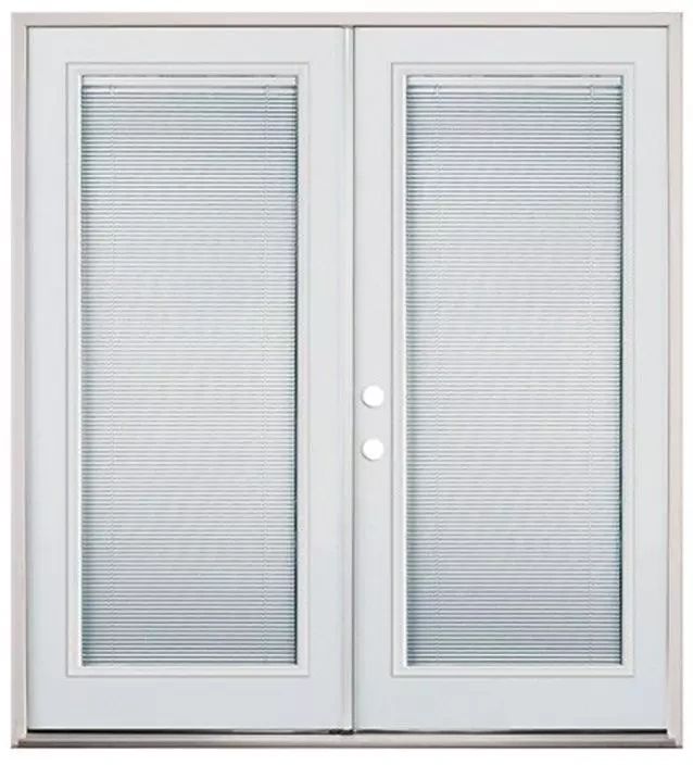 Modification of pre-hung double French door with mini blinds