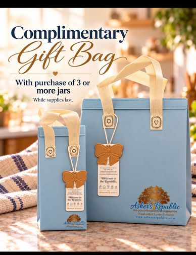 Complimentary gift bags with the purchase of 3 or more jars.