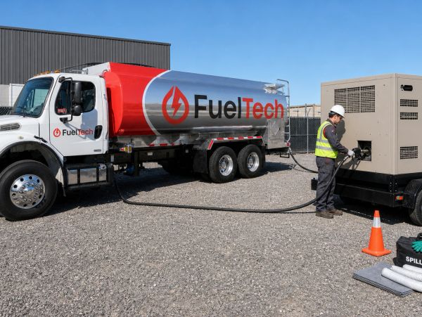 FuelTech fuel truck refilling a generator.