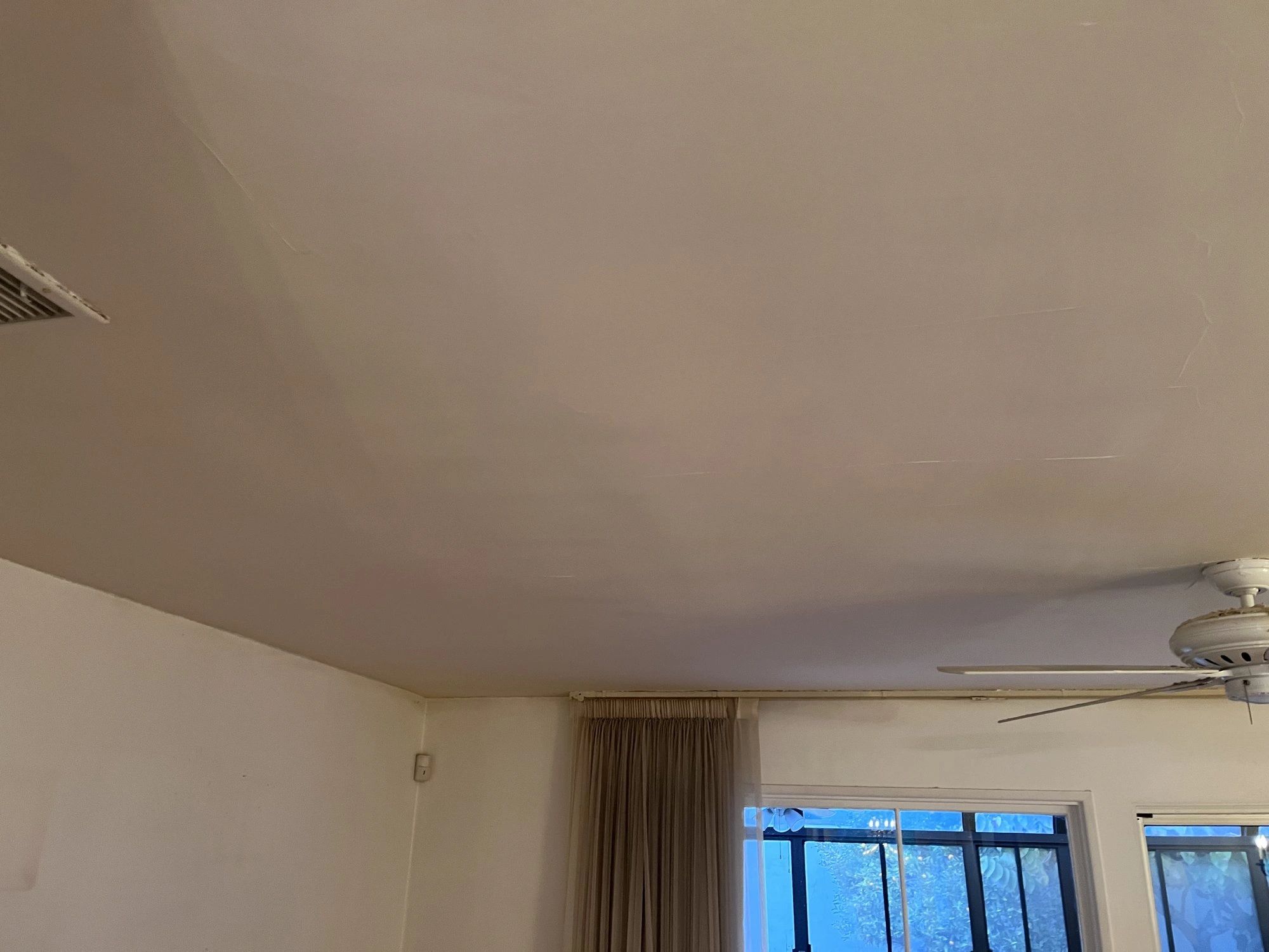 Smooth, paint-ready ceiling after popcorn removal, Hacienda Heights
