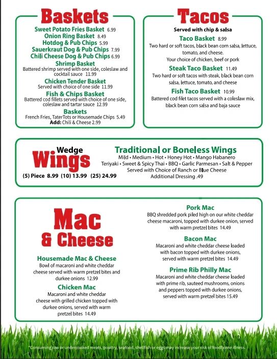 Baskets, tacos, wings and mac & cheese
