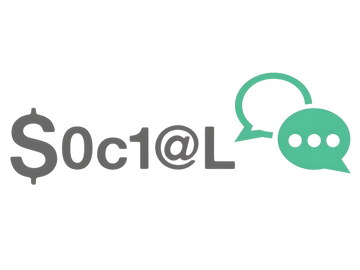A stylized "social" text with symbols and chat bubbles.