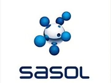 Sasol company logo with blue molecular design and text.