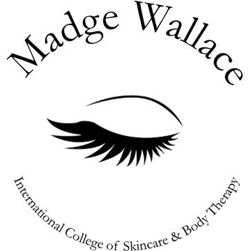 Logo featuring an eyelash design with the name Madge Wallace.