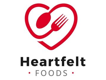 Heartfelt Foods logo with a heart incorporating a spoon and fork.