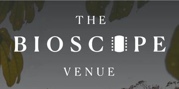 Logo for The Bioscope Venue, featuring filmstrip imagery.