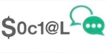 Creative social media concept with symbols and chat icon.