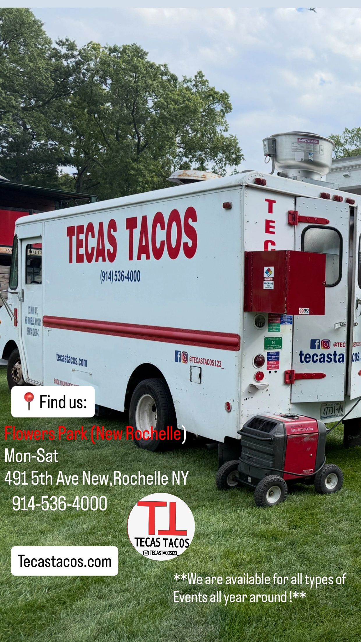 Our Truck is located  to sell 
daily at 
Flowers Park in New Rochelle
Come on by and say Hi.