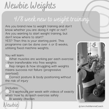 Newbie Weights 4-8 week weight training program for beginners.
