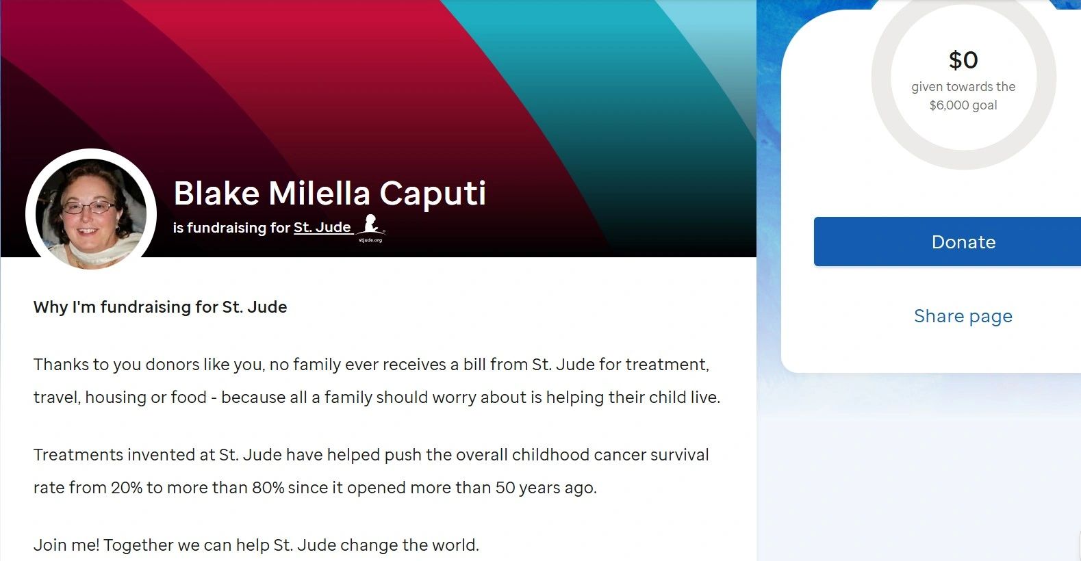 Please go to this link to donate to St. Judes for Chemotherapy co pays for the families. https://fun