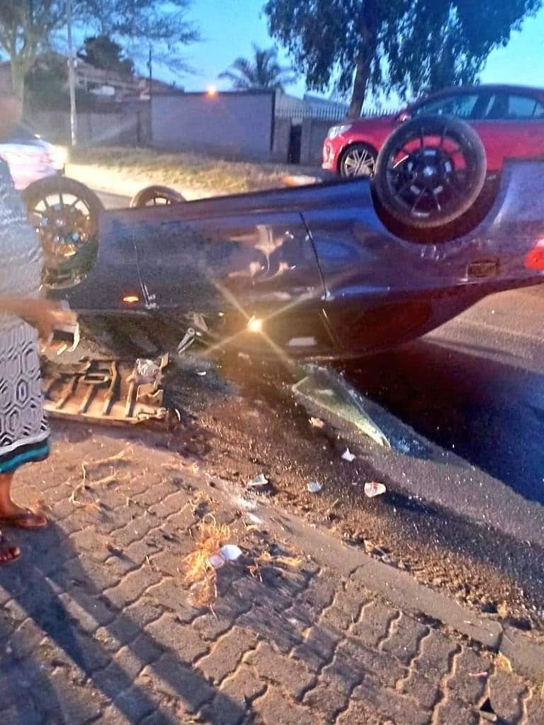 Photo of a damaged blue BMW, purportedly linked to the incident Photo of a damaged blue BMW, purportedly linked to the incident