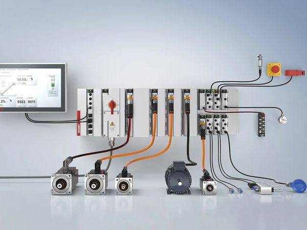 it have Beckhoff PLC HMI motors and servo drive connected through cables