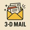 Illustration of a yellow envelope with letters and '3-D MAIL' text.