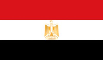 Drapeau de l'Égypte avec un aigle doré.