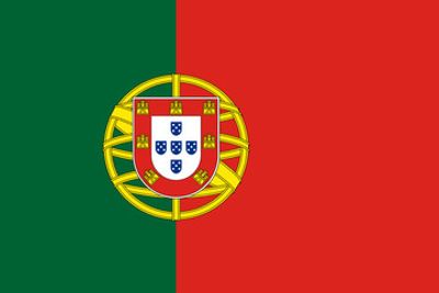 Flag of Portugal with green and red vertical halves and national coat of arms.