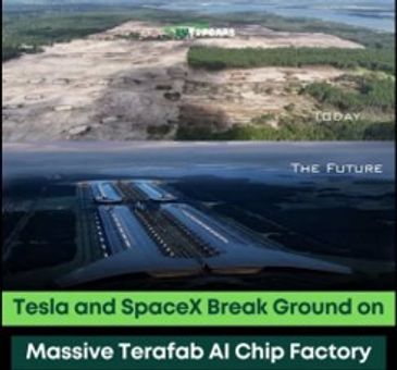 Comparison of land today versus future AI chip factory site.
