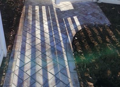 Brick walkway used red brick pavers from home depot pattern herringbone 45 degree angle