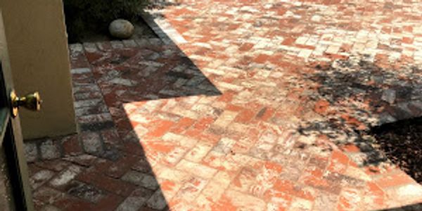 Brick paver Patio herringbone pattern 