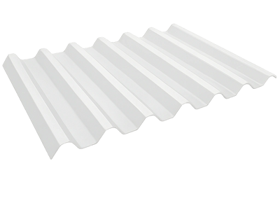 White corrugated roofing sheet with a wavy pattern.