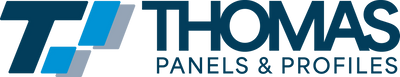 Logo of Thomas Panels & Profiles with stylized T and blue-gray color scheme.