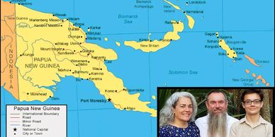 Papua New Guinea map. Faith Community Wesleyan Church's Wesleyan missionaries, Don and Cheri Floyd.