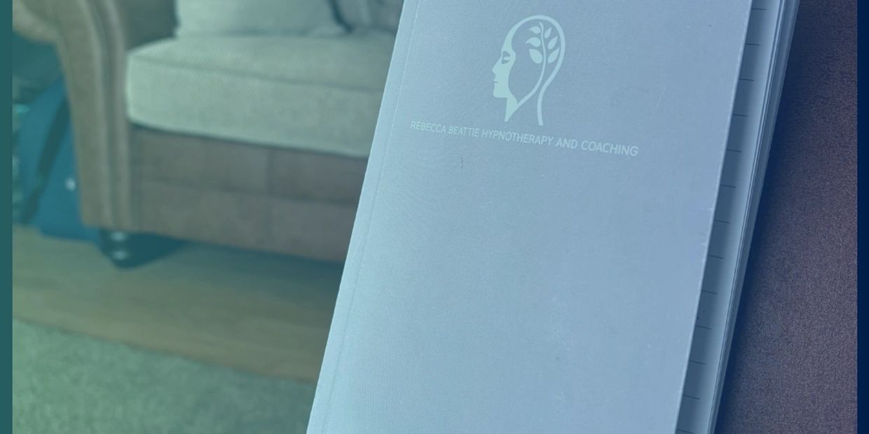 Notebook titled Rebecca Beattie Hypnotherapy and Coaching.