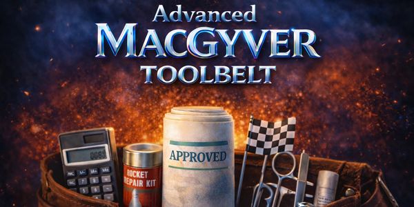 Advanced MacGyver toolbelt with various repair tools and gadgets.