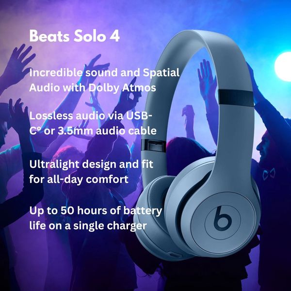 Beats Solo 4 - Wireless, Batt-life Up to 50 Hour, Ultra Lightweight Apple/Android