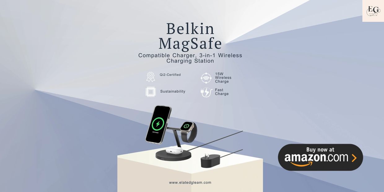 Belkin MagSafe-Compatible Charger, 3-in-1 Wireless Charging Station