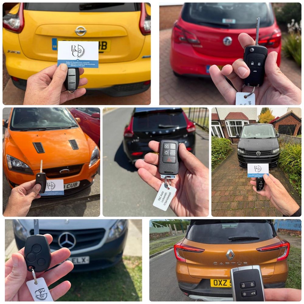 Hands holding car keys with various cars in the background.