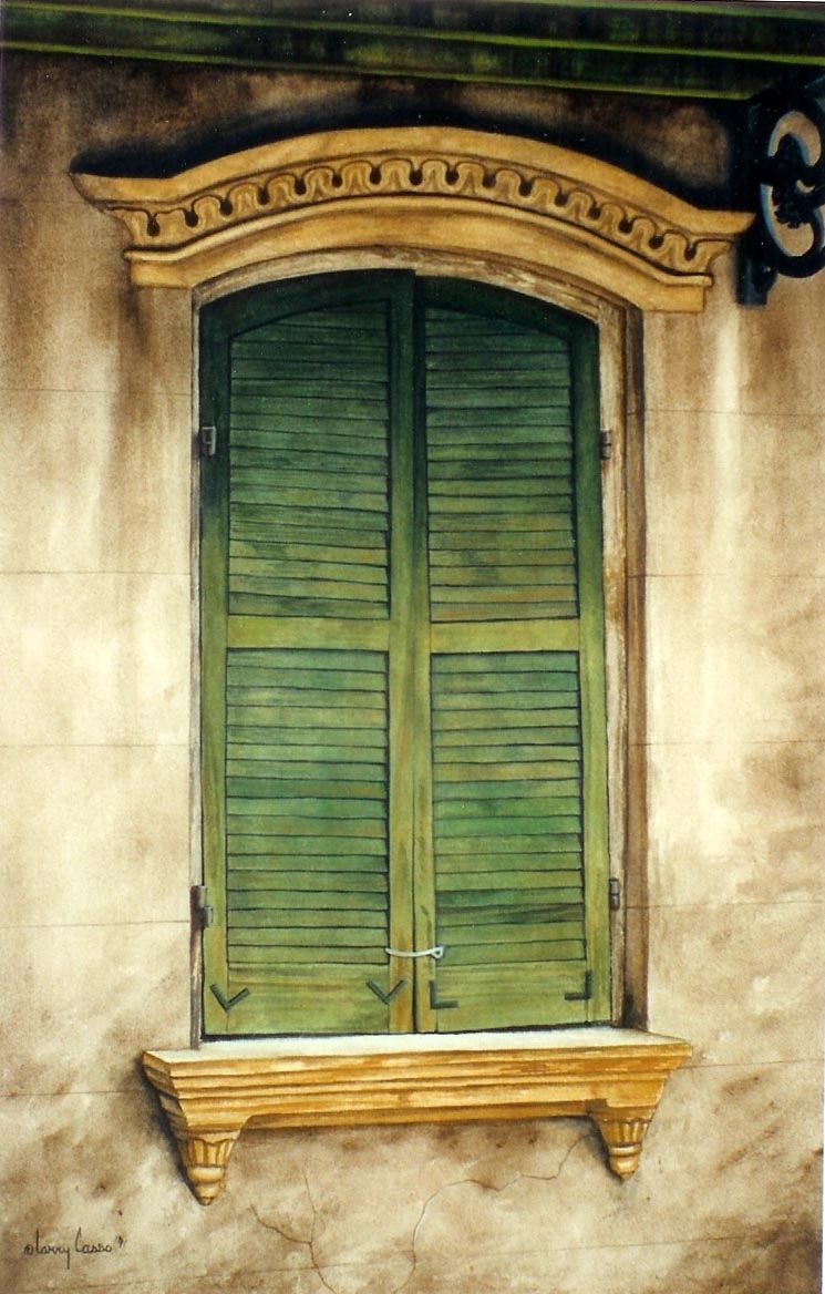 Beautiful window with shutters and an Italian design
