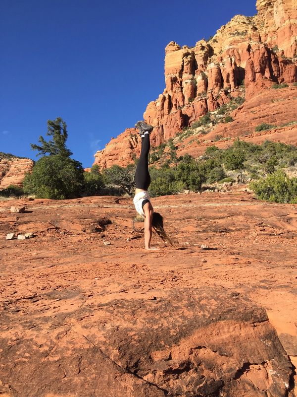 Yoga handstand in Sedona