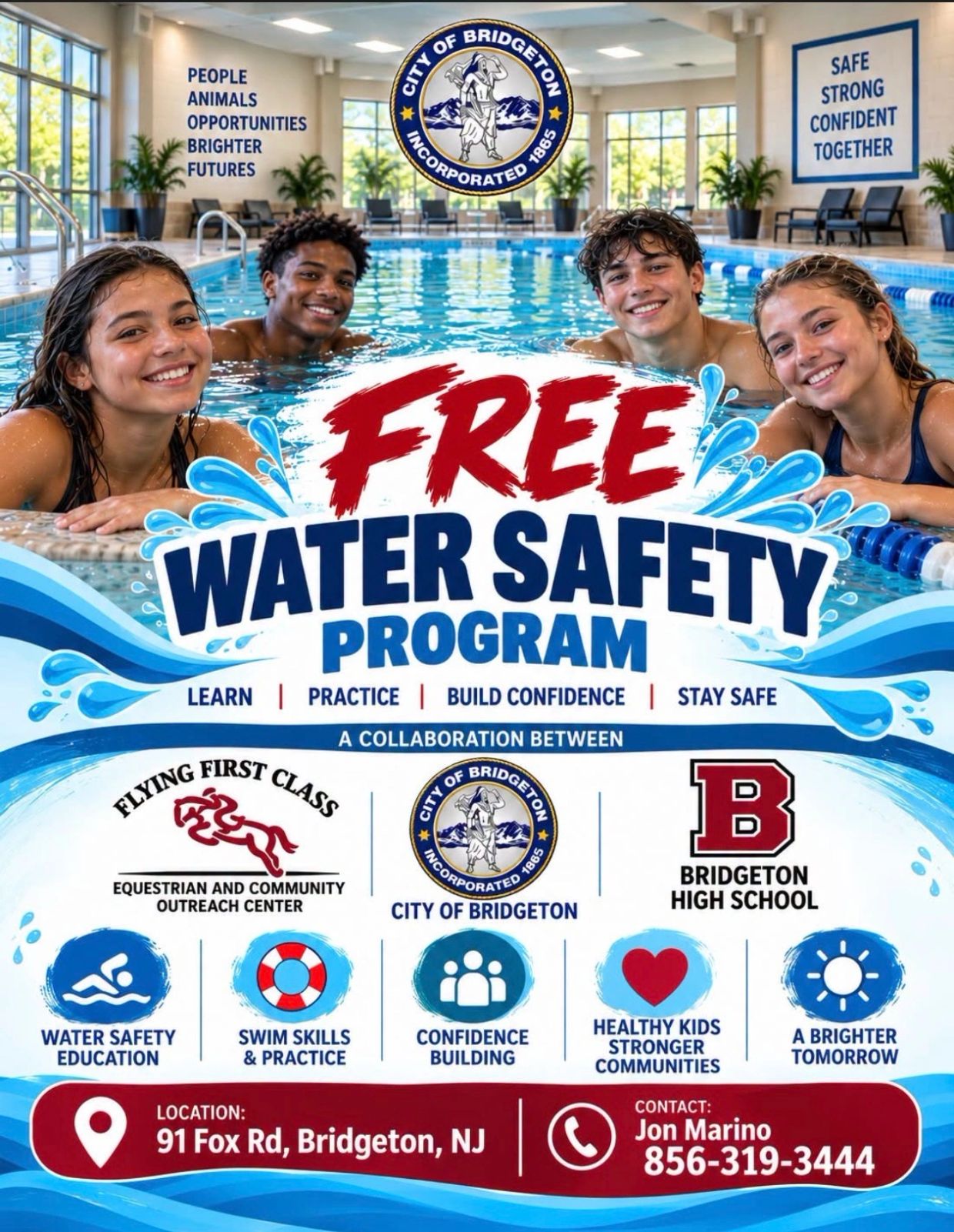 Free water safety program at Bridgeton High School pool.