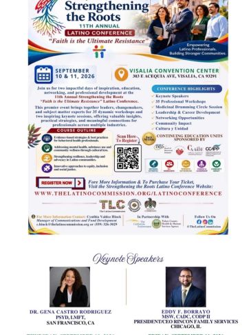 11th Annual Strengthening the Roots Latino Conference details and keynote speakers.