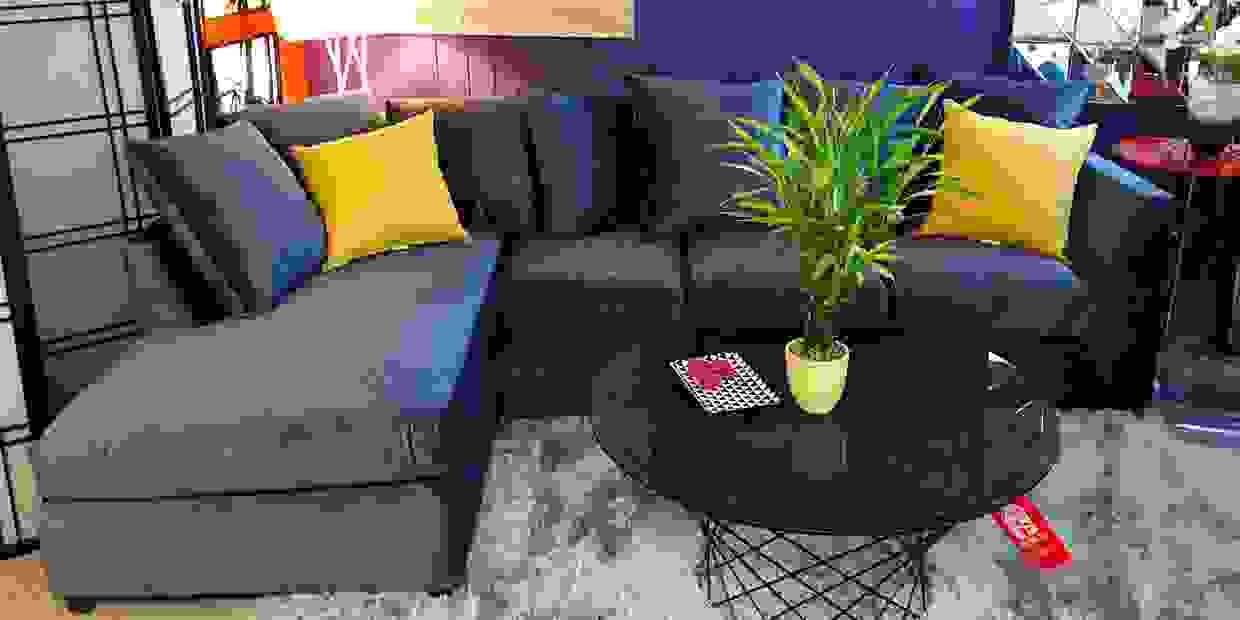 Rich Indigo Microfiber Belvet Custom Sectional