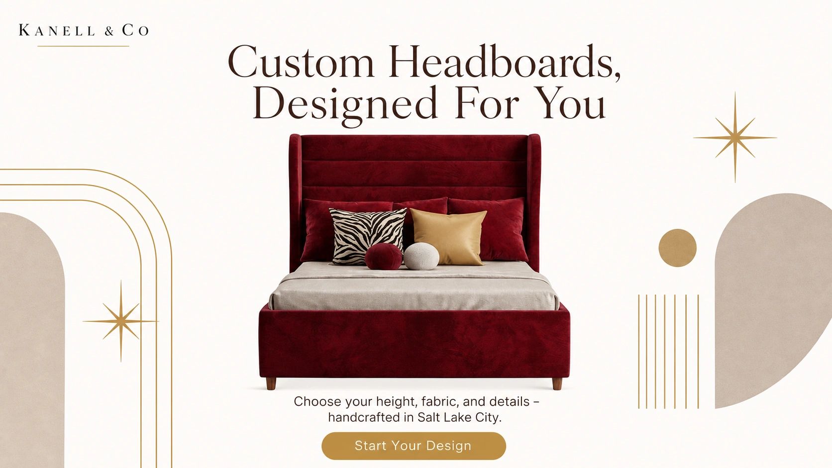 Elegant custom headboards by Kanell &amp; Co, handcrafted in Salt Lake City.